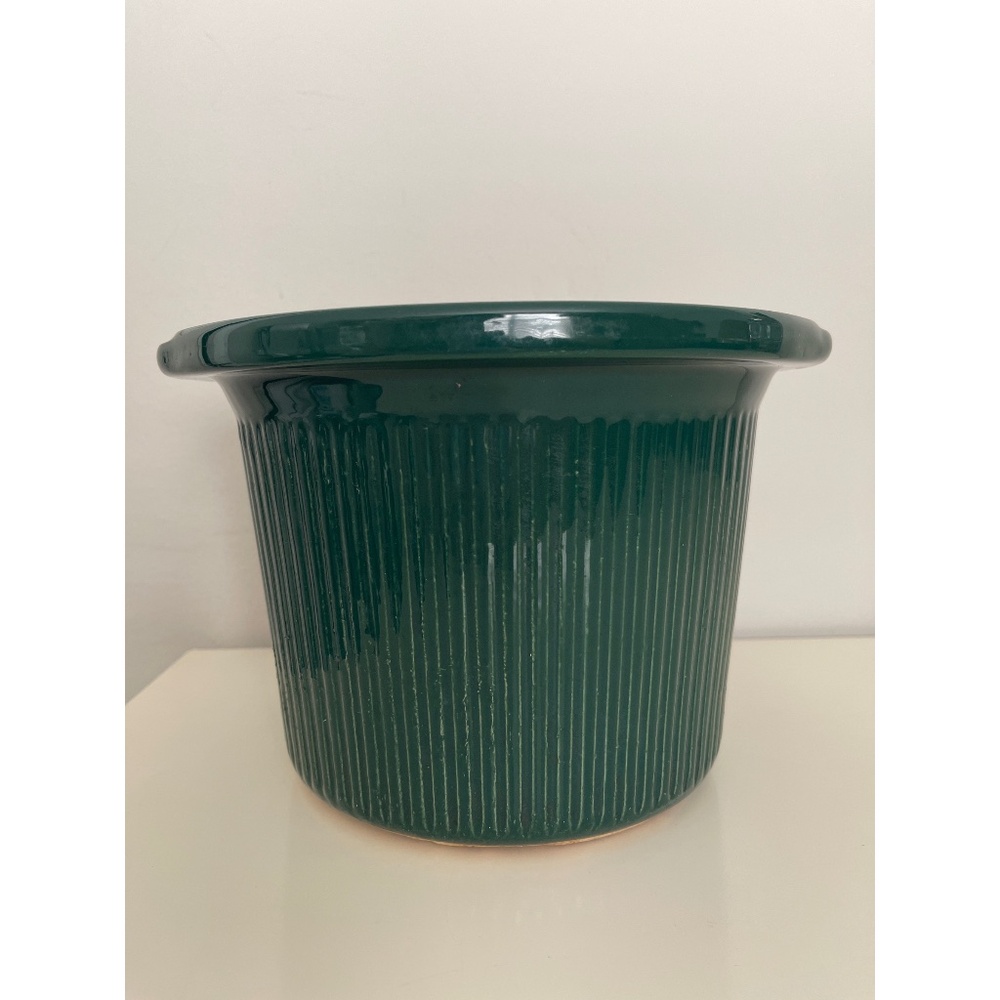Vintage Forest Green Glossy Clay Planter Pot